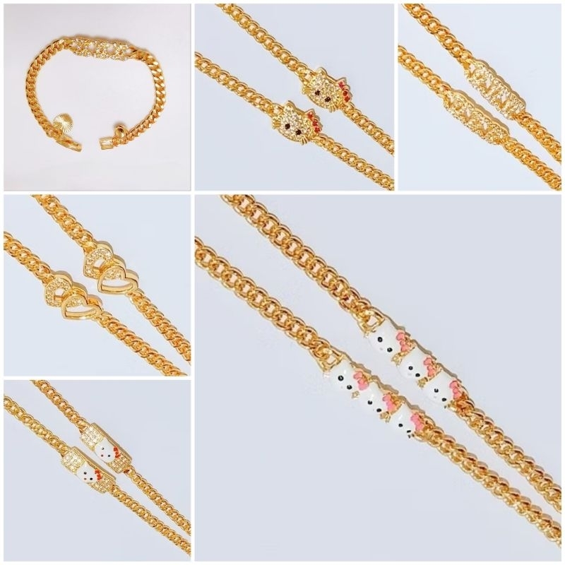 Gelang Rantai Anak Titanium Anti Karat Lapis Emas