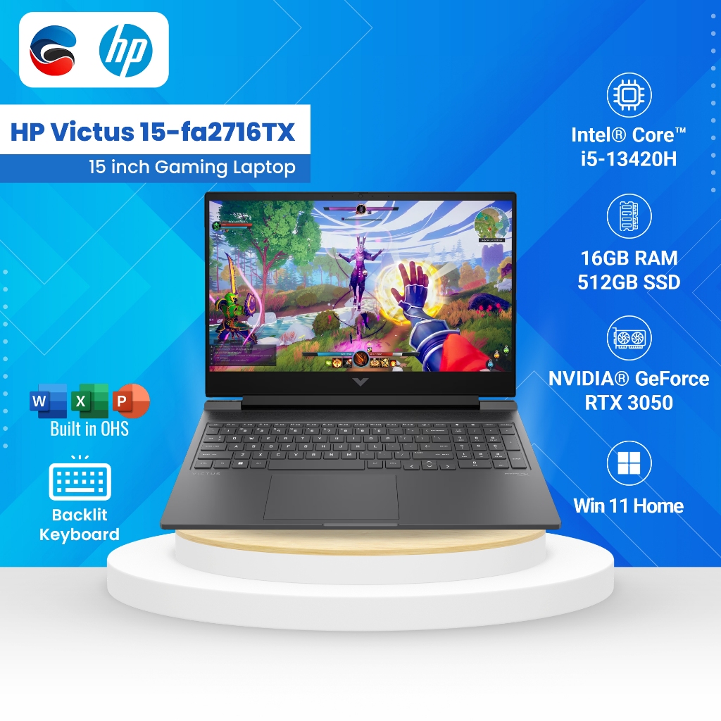 HP Laptop Victus 15 FA2716TX Intel Core I5 13420H 16GB 512GB SSD 15.6" FHD IPS 144Hz W11 + OHS NVIDI
