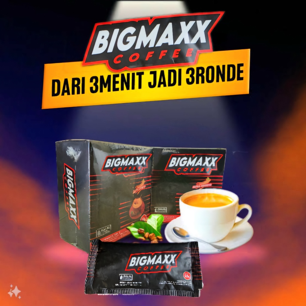 

Original Kopi Alami Pria Durasi Tahan Sampai Pagi Tanpa Efek Samping Sudah BPOM dan HALAL isi 5 Sachet - BIGMAXX Kopi Pria