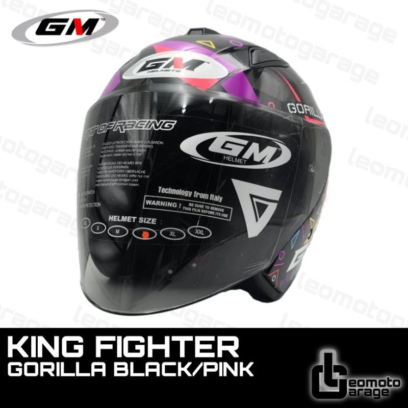 HELM GM KING FIGHTER HELM HALF FACE GORILLA BLACK/PINK