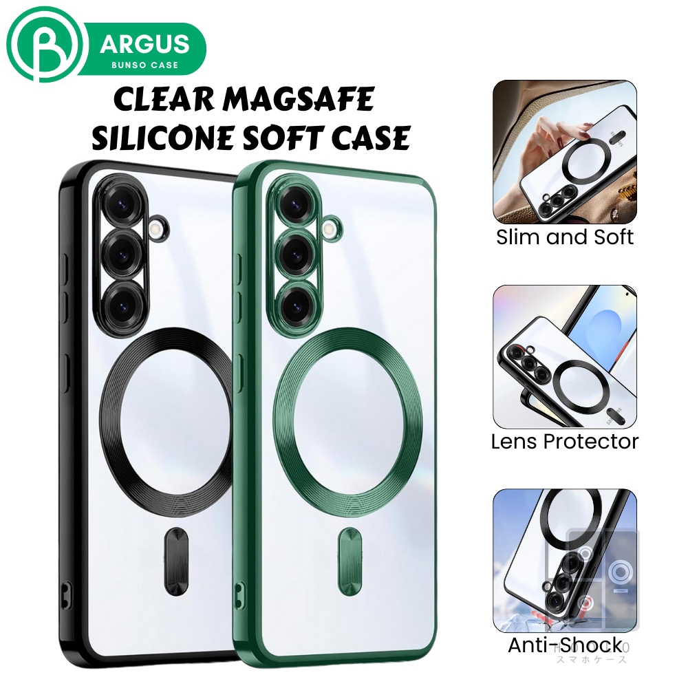 Bunso ARGUS Soft Case For Samsung Galaxy A56 A36 A26 A16 A55 A35 A15 5G 4G Clear Magsafe Plating Sli