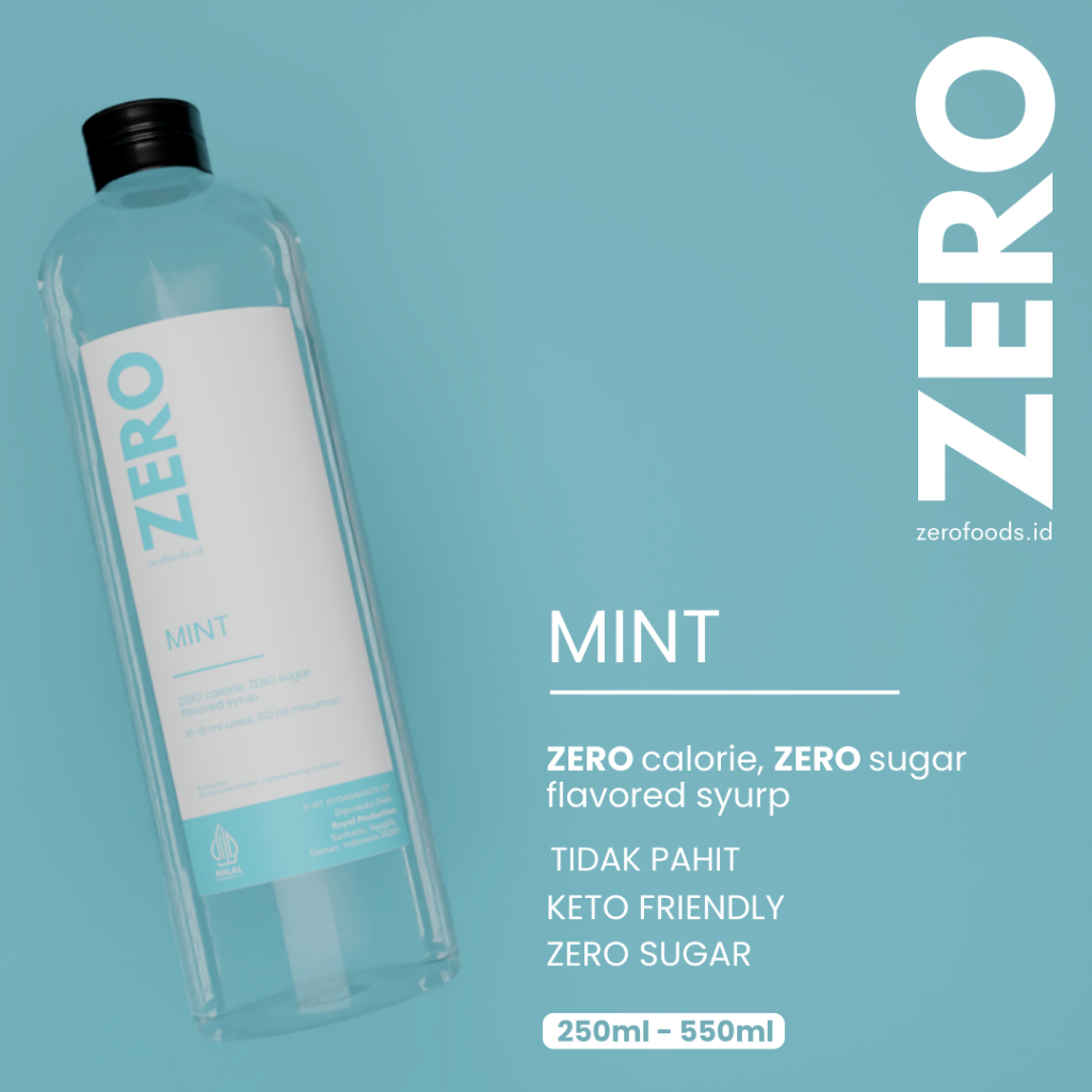 

Sirup Keto Diet 0 Kalori Bebas Gula Sugar Free non Stevia - ZERO - 250 ml Mint