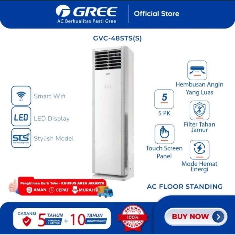 AC FLOOR STANDING GREE 5PK WIFI & TOUCH SCREEN KONTROL GVC-48STS