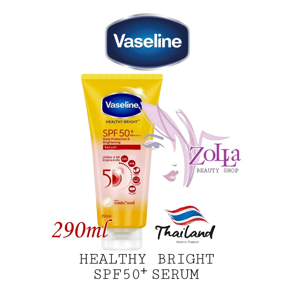 VASELINE HEALTHY BRIGHT SPF 50+ SERUM 290ml - BODY LOTION VASELINE ORIGINAL THAILAND