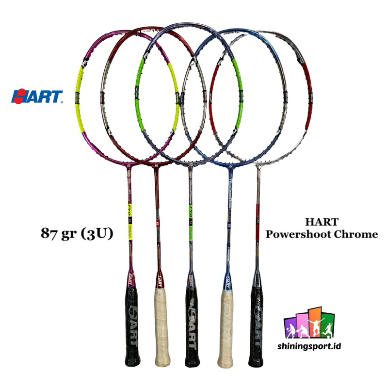 Raket Badminton Hart Powershoot Pro Chrome (+ FREE KAOS & TOWEL GRIP 2 PCS)