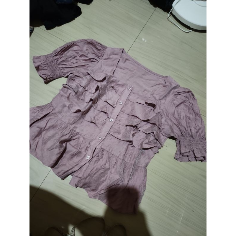 Baju pakaian atasan semi crop mauve purple cute vintage retro y2k acubi fairycore mori coquette doll