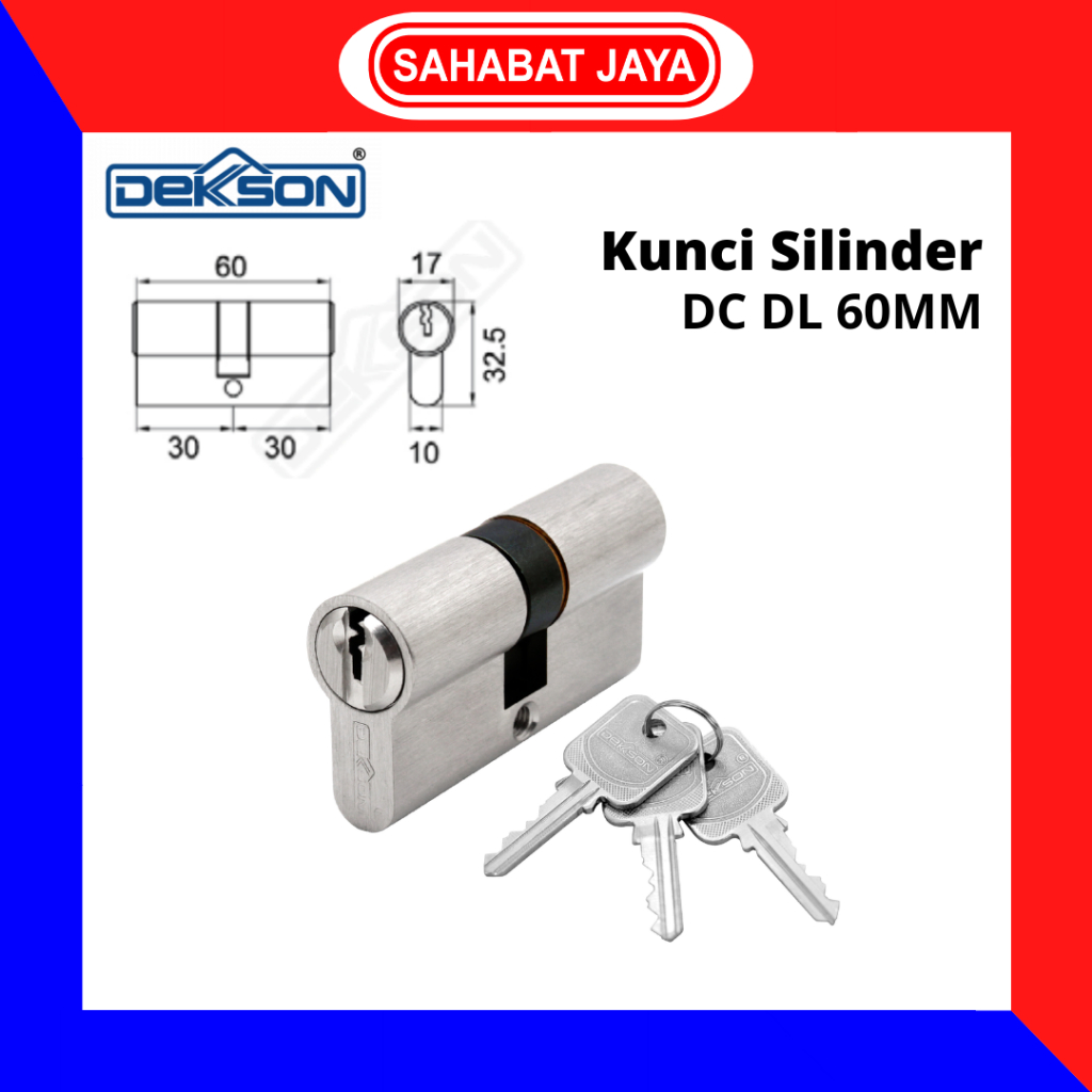 DEKSON Kunci Silinder/Cylinder DC DL 60mm SN Anak Kunci Pintu Kamar Kunci Laci Lemari Kabinet DEKKSO