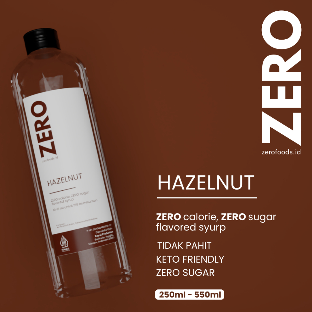 

Zero Foods Diet Keto Hazelnut Syrup - 0 Kalori Sirup - Sirup Hazelnut 0 Kalori (250ml, 550ml)
