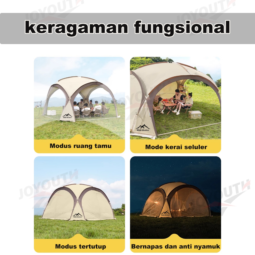 Joy Tenda Dome Camping 8-10 Orang Tenda Dome Otomatis Anti Air & Uv Tenda Kanopi Besar Outdoor Tenda