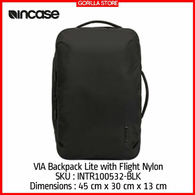 Incase VIA Backpack Lite with Flight Nylon (INTR100532-BLK) - Black