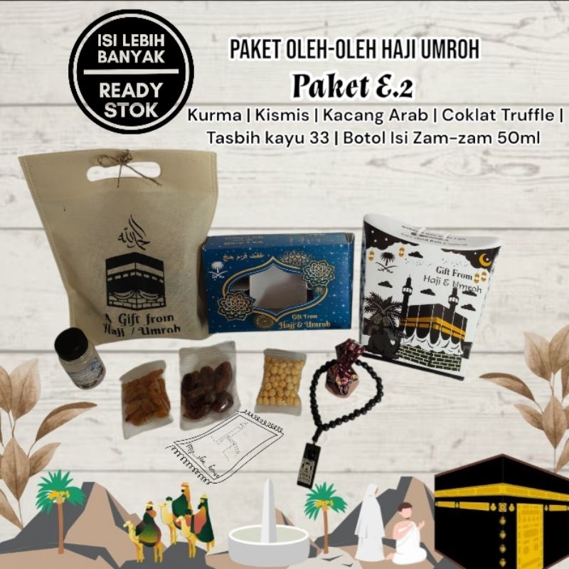 

PAKET E2 Oleh oleh haji umroh berkualitas kurma kismis kacang arab coklat tasbih zam-zam
