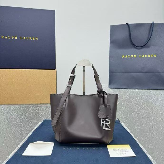 Ralph Lauren RL Tote Bag One Shoulder Handbag Small Wine Red 7575