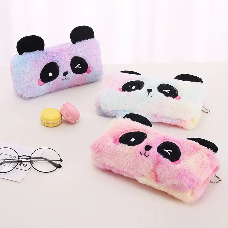 

MY LITTLE BERRY - Kotak Pensil Panda Rainbow - Pencil Case Bulu - Pencil Case Lucu