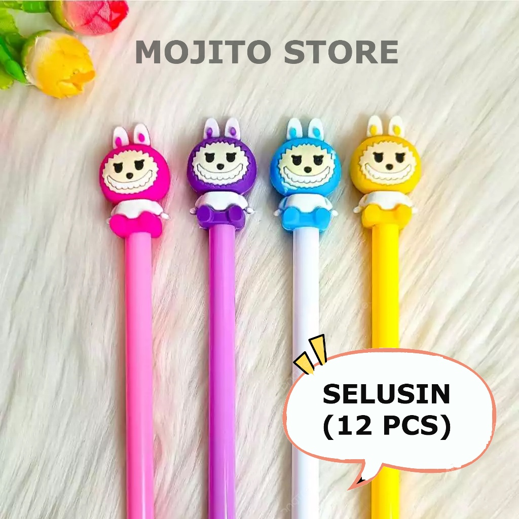 

(12 PCS) PULPEN GEL LABUBU PEN PENA BOLPEN BOLPOIN POPMART LISA BLACKPINK MURAH GROSIR COD POP MART