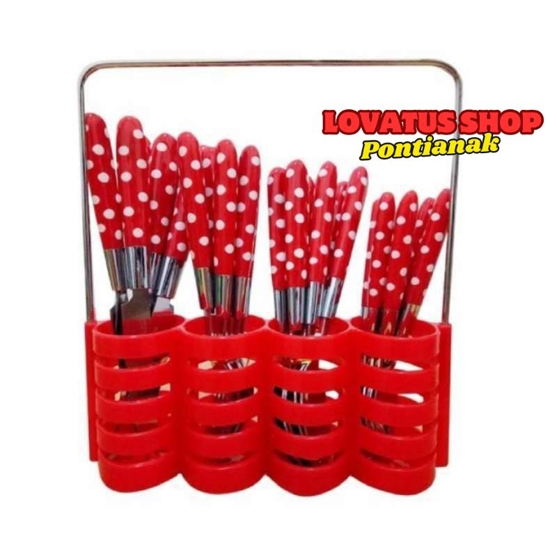 Sendok Polkadot Weston / 1 set sendok garpu pisau peralatan makan
