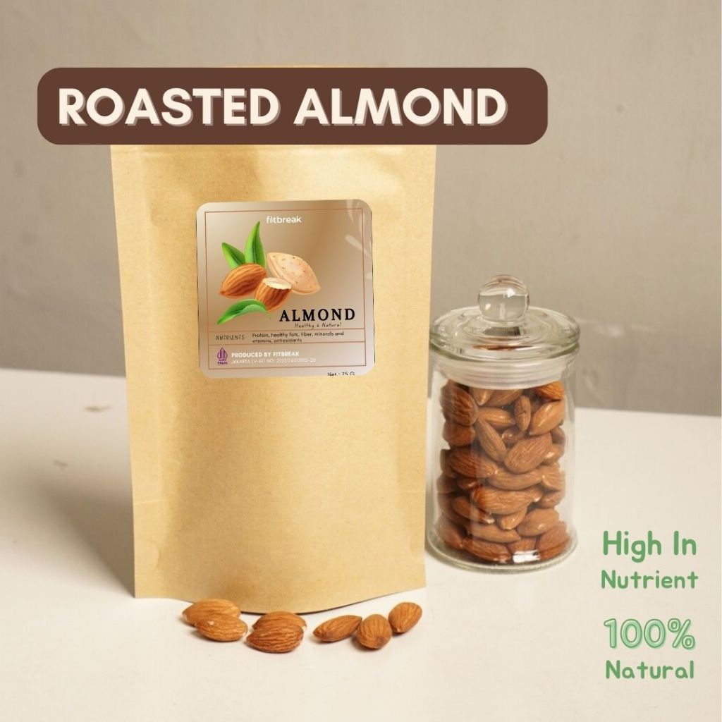 

Kacang Almond Panggang 75g Snack Sehat Alami Sumber Protein Rendah Gula Keto