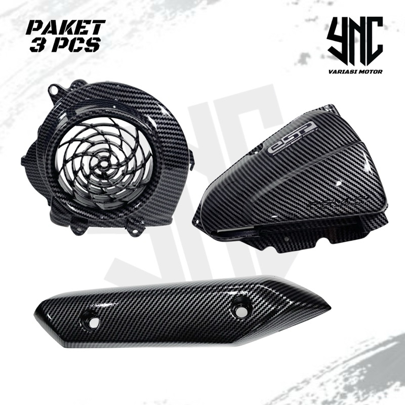 Paket Carbon Cover Knalpot Beat 2015 + Cover Box Filter Beat K16 + Cover Kipas Beat Karbu