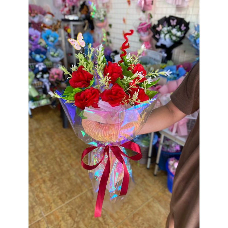 mawar korean look hologram | buket hologram | bucket mawar hologram palembang| bunga segar palembang