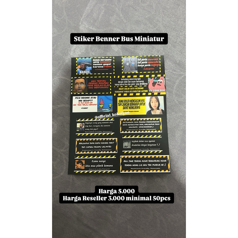 

stiker kata kata bus miniatur .. beli diatas 50rb dapet bonus