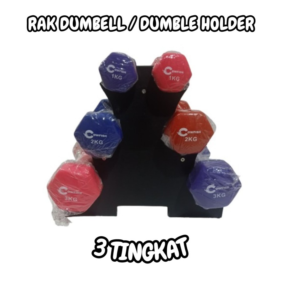 RAK DUMBELL / DUMBLE HOLDER / DUMBELL STAND / RAK BARBEL 3 TINGKAT