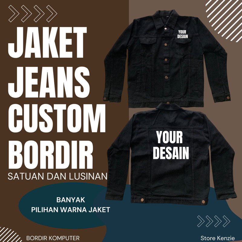 Custom Jaket jeans bordir satuan/lusinan jaket denim pria/jaket levis denim desain suka suka
