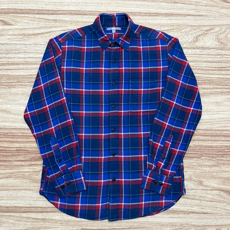 [like new] Kemeja Flannel UNIQLO Blue Red Navy (M)