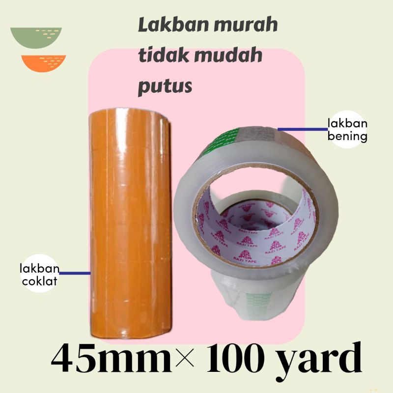 

Lakban/selotip murah bening & coklat 45×100yard