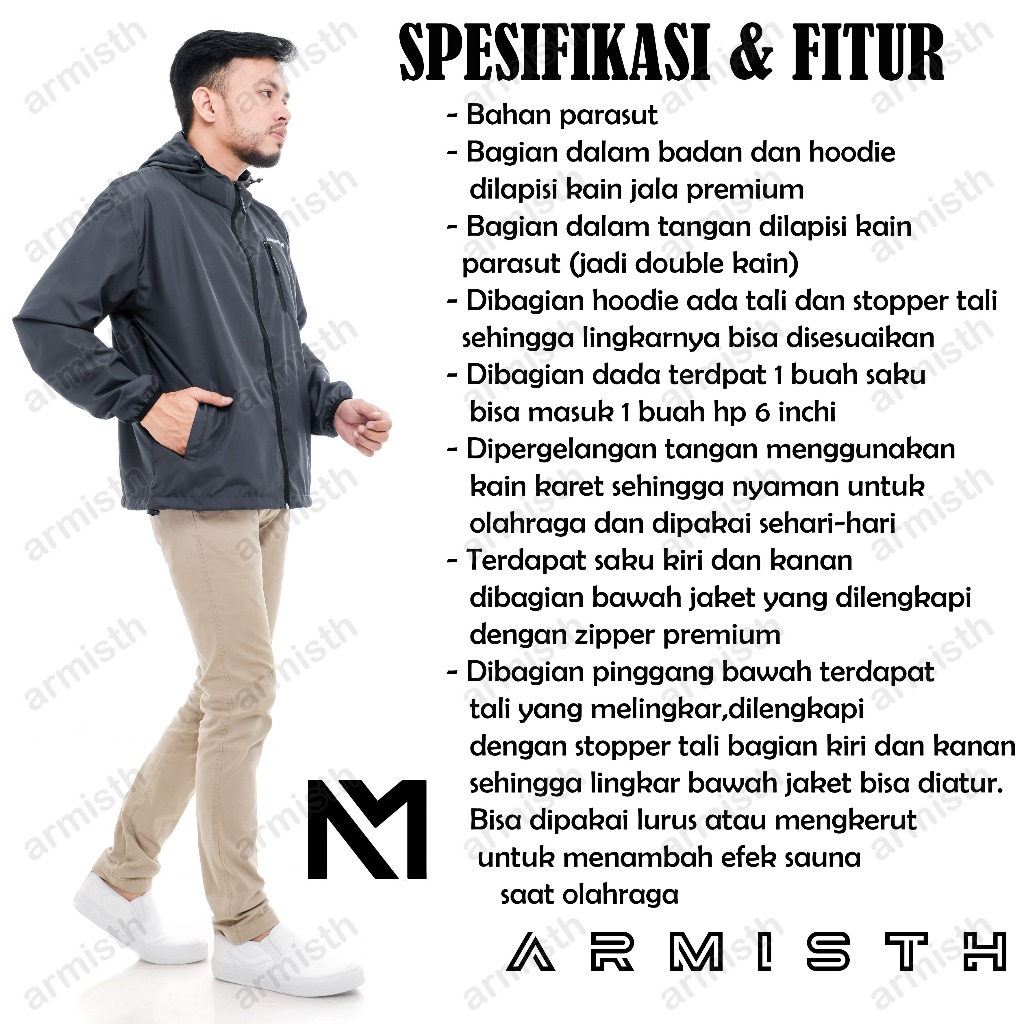 TERBARU Armisth Jaket Outdoor Olahraga Parasut Premium Jacket Running Jacket Mendaki
