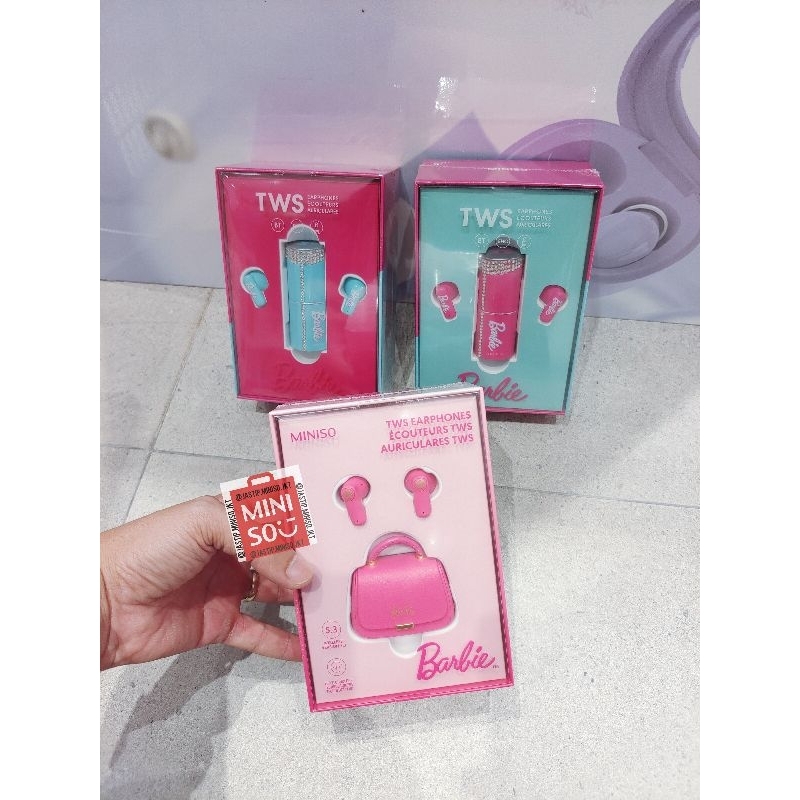 MINISO x BARBIE 🆕 TWS Earphones BARBIE SHINING Collection (BAG / LIPSTICK Styles)