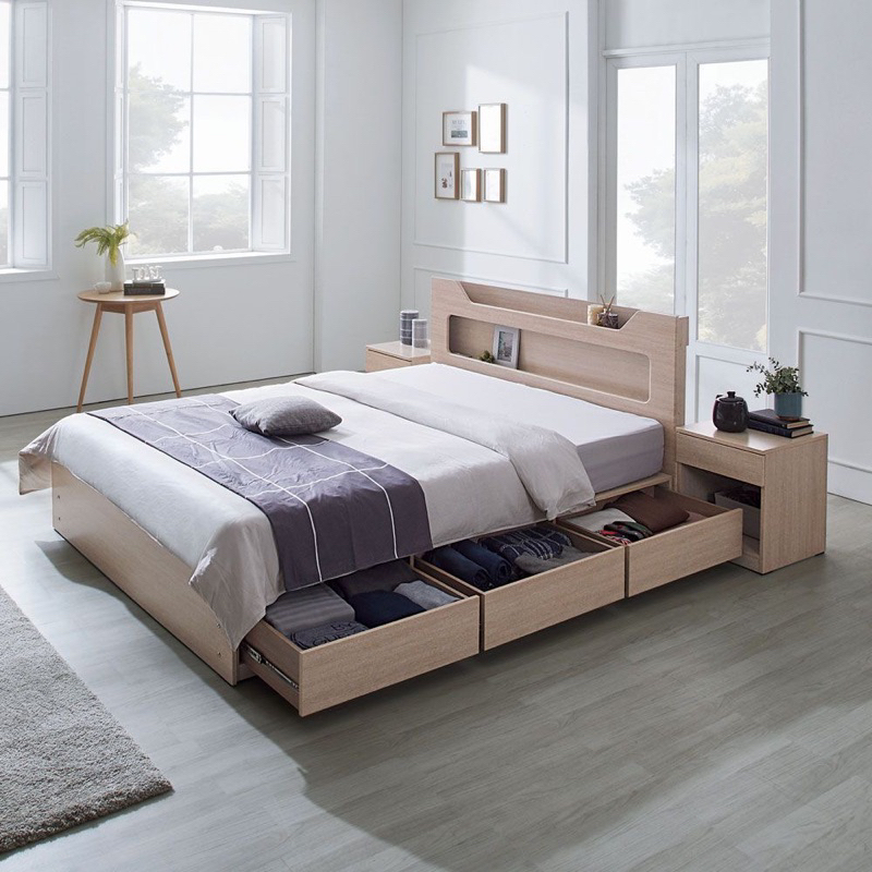 Tempat Tidur Minimalis Jati Divan Laci Jati