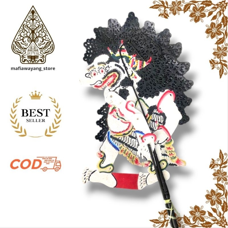 WAYANG KULIT ASLI BUTO AMRAL PUTIH UKURAN STANDAR DALANG -+55CM