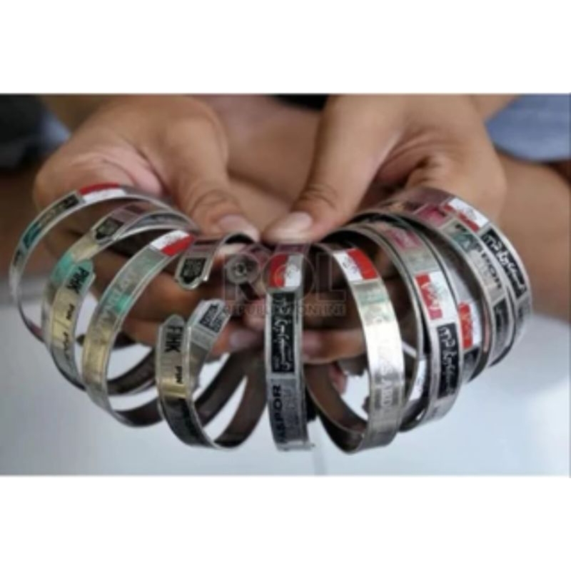 Gelang plat monel (stanlis steel) Gelang Identitas Haji/Umroh custom