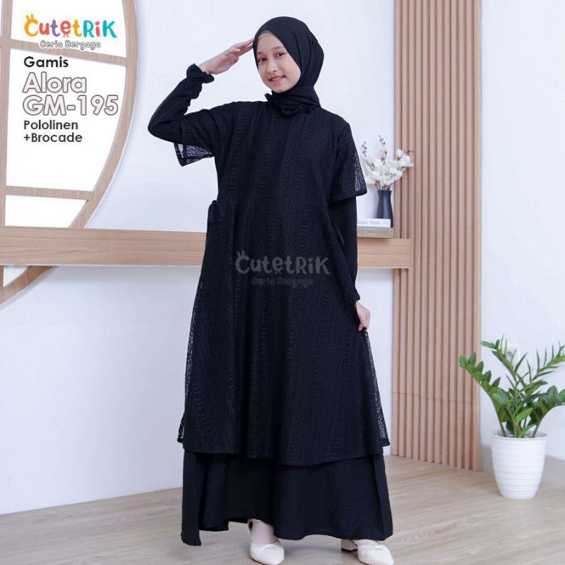 GAMIS HITAM BROKAT REMAJA ALORA GAMIS CUTETRIK BROCCADE ANAK TANGGUNG SIMPEL CANTIK MEWAH