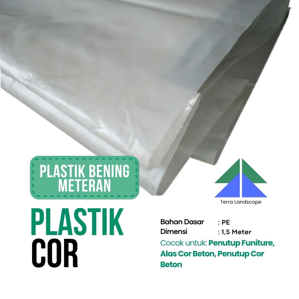 Plastik Cor bening PE 0.06mm lebar 1.5meter terpal bening meteran