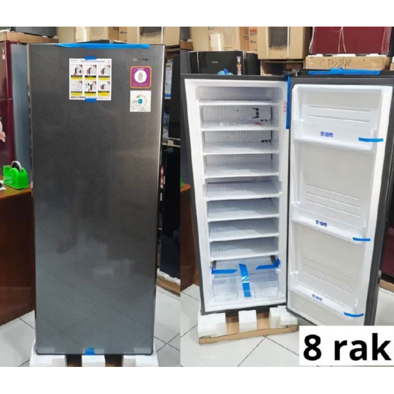 FREEZER SHARP 8 RAK PEMBUAT ES BATU FJM198AHS FJM 198 AHS PEMBEKU