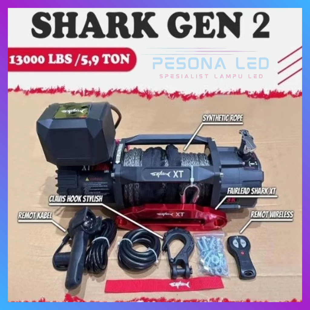 WINCH SHRAK 13000LBS G.2 TALI PLASMA SYENTHETIC 30MTER 12-24 VOLT TALI DEREK MOBIL OFFROAD