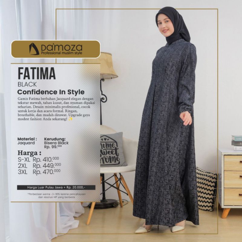 Damoza Fatima NEW Black | Damoza Fatima Burgundy | Damoza Fatima Brown| Gamis Dewasa Premium | Gamis