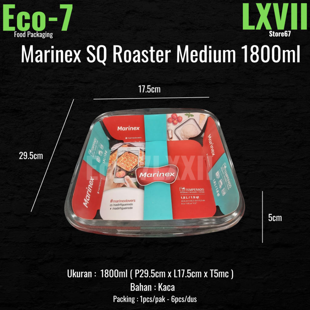 Marinex Square Baking Dish - Piring Loyang Kaca - 1800ml