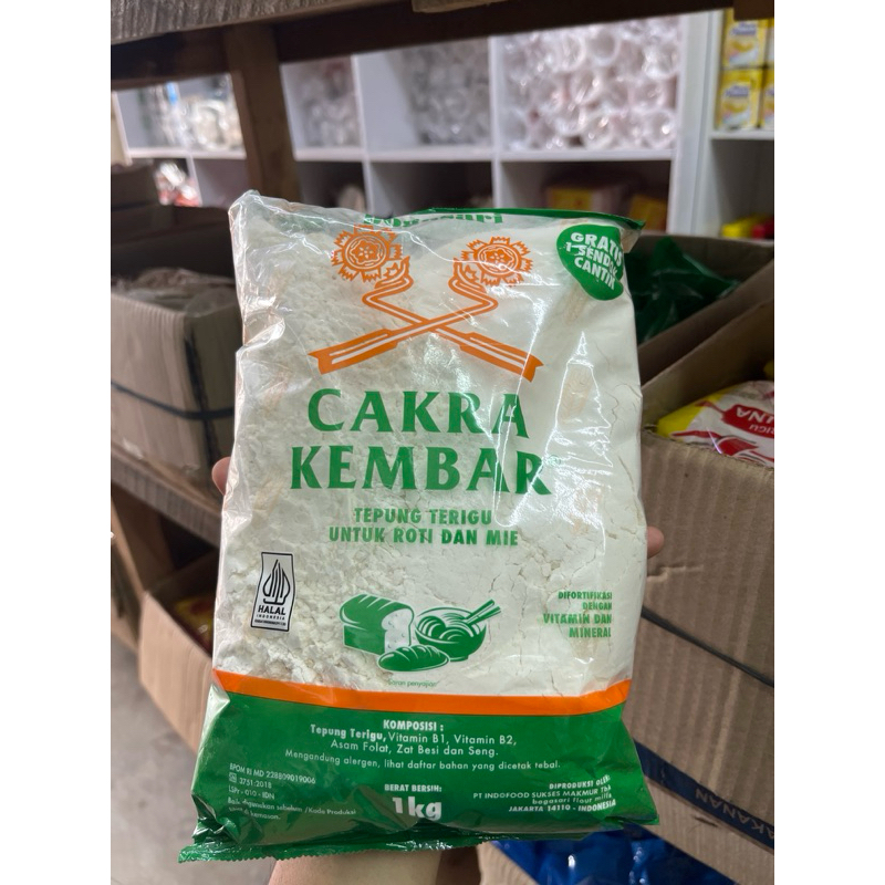 

Tepung Cakra Kembar Transparan 1 KG ( Protein Tinggi )