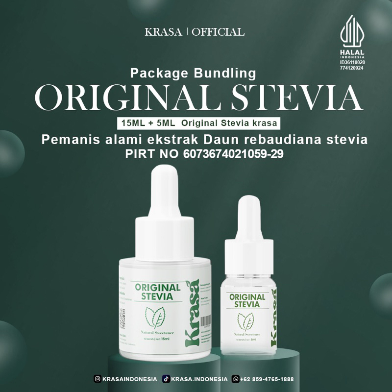 

KRASA STEVIA PEMANIS ORIGINAL PAKET MERGER 15ML + 5ML (HALAL & BPOM)