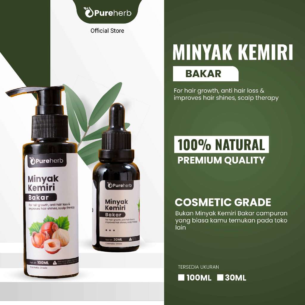 Minyak Kemiri Bakar 100% Asli 100 ml Minyak Penumbuh Rambut Penghitam by pureherb