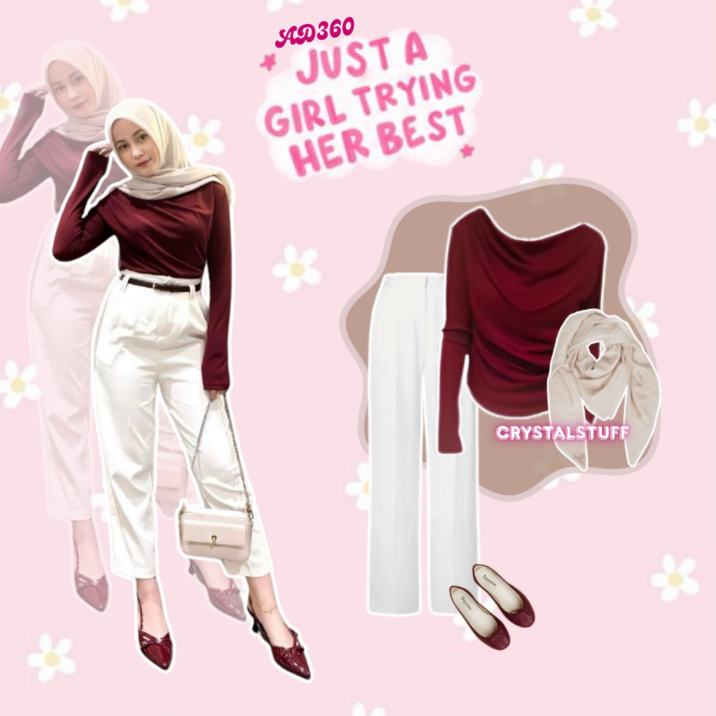 Crystalstuff - Baju Set Korean Style Hijab | Outfit Wanita Modis Chic Simple Elegan One Set Wanita K