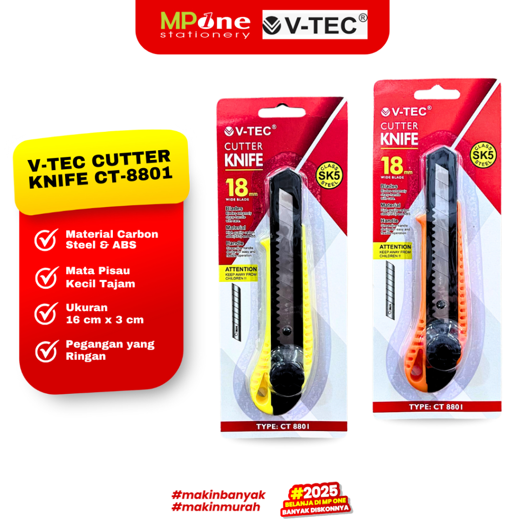 

V-Tec Cutter Knife Besar CT-8801 / Pisau Pemotong Tajam SK5 V-TEC 8801