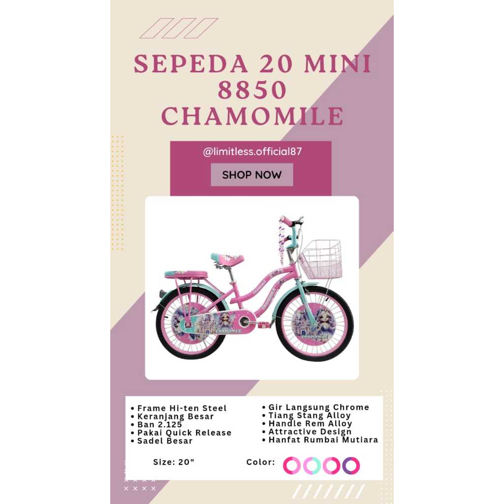 Sepeda Anak Dewasa Murah 20 Mini 8850 Chamomile / Sepeda Cewek Murah