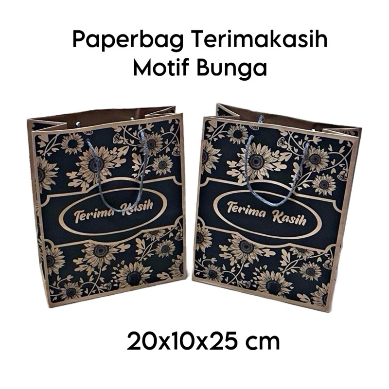 

Paperbag Terimakasih R6 Hitam motif Bunga 20x10x25 cm