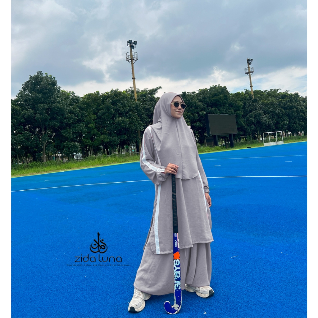 ZIDALUNA HALIZA SPORTY ACTIVE SET MUSLIMAH SIRWAL / ATASAN TUNIK MUSLIMAH SYAR'I BAHAN CRINGKEL