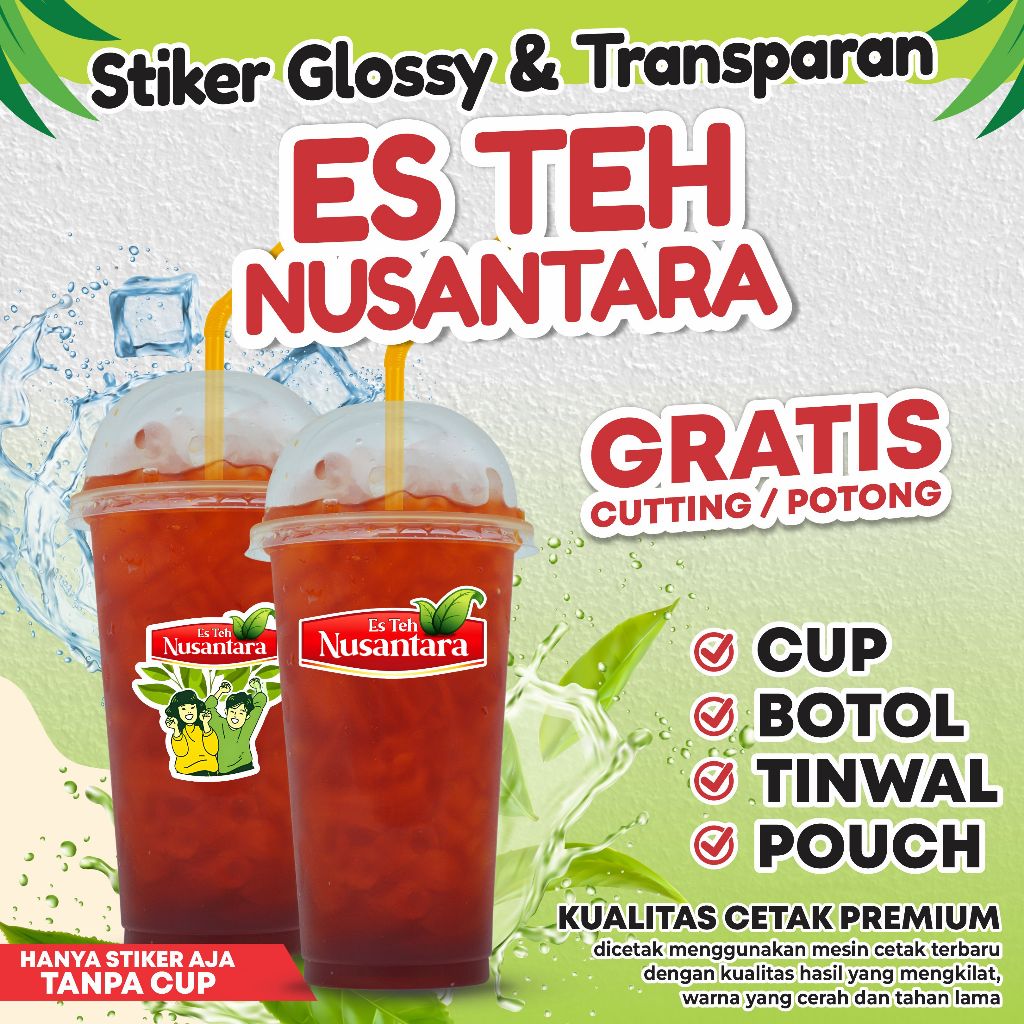 

( A3+ ) READY STOCK CETAK STIKER ES TEH NUSANTARA | STIKER ES TEH NUSANTARA | STIKER VINLY TRASPARAN