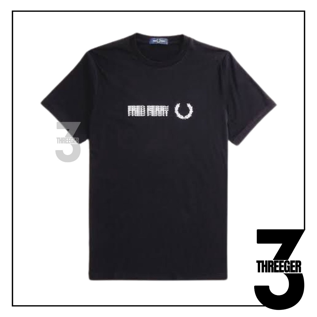 Fred Perry Split Graphic Tee Black Original / Kaos Fred Perry Original