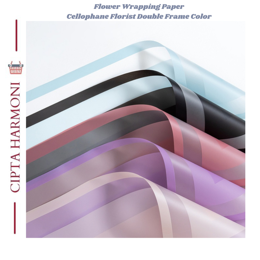 

20 LEMBAR Kertas Buket Bunga Cellophane Florist Flower Wrapping Paper Double Frame Color KB122