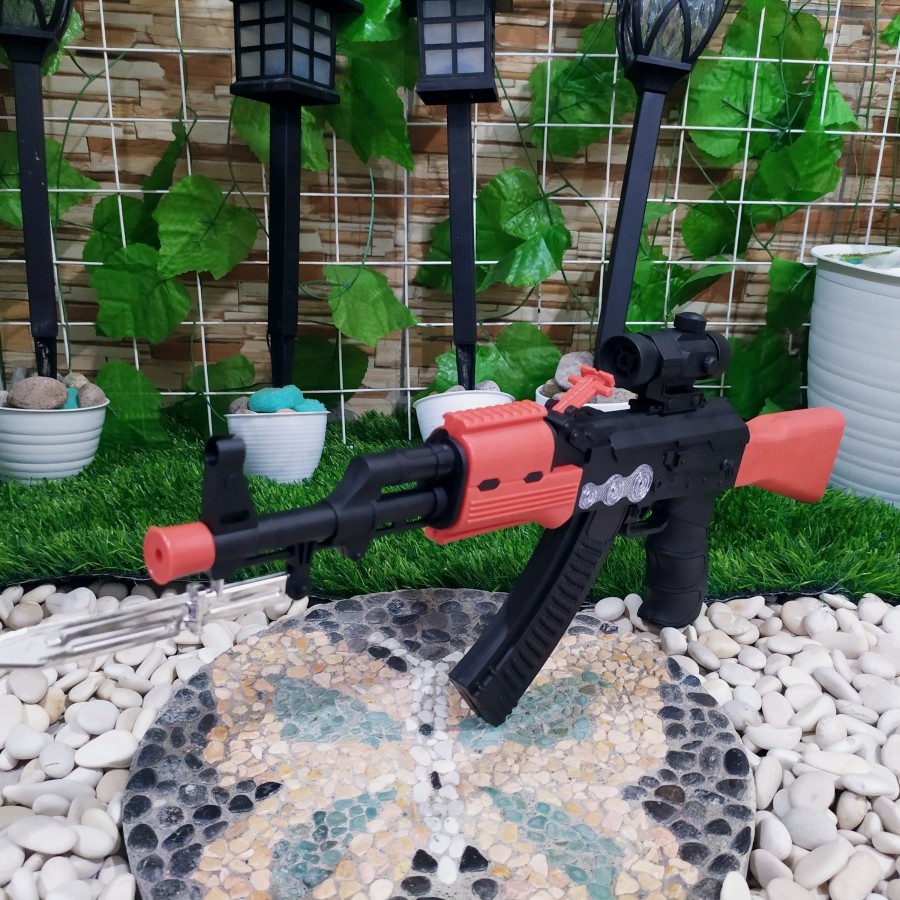 mainan tembakan AK47 gun efek nyala dan bunyi - mainan anak